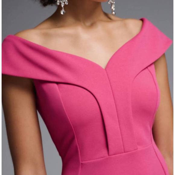 NEW JOSEPH RIBKOFF off-shoulder shift dress in hibiscus pink - Picture 3 of 4